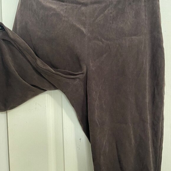 Express Womens Vintage Brown Y2K Faux Suede High Rise Straight Leg Pants Sz 1/2 - Picture 7 of 8